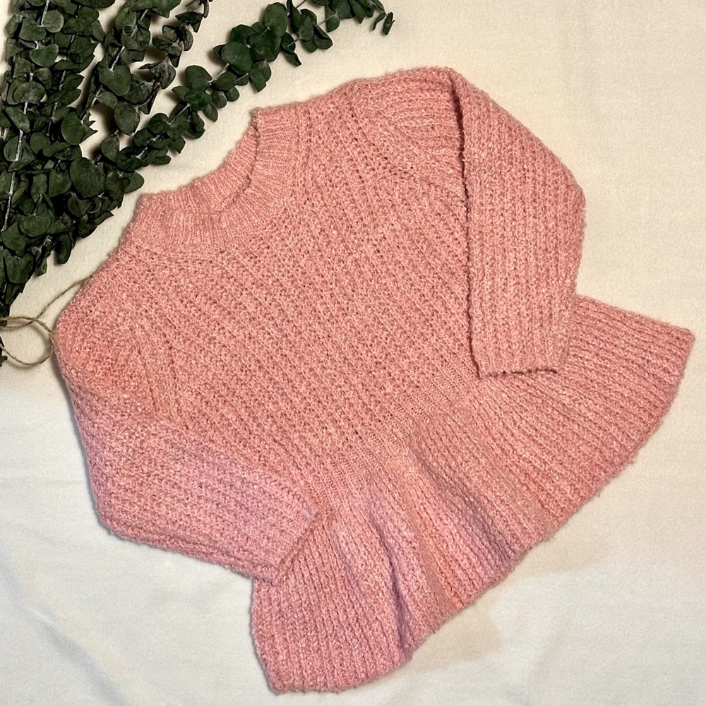 NWT Cat & Jack Pink Peplum Cozy Sweater size 2T